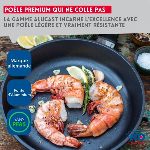 Poêle à Frire 28 Cm Et Couvercle En Verre Sans Pfas Elo Alucast