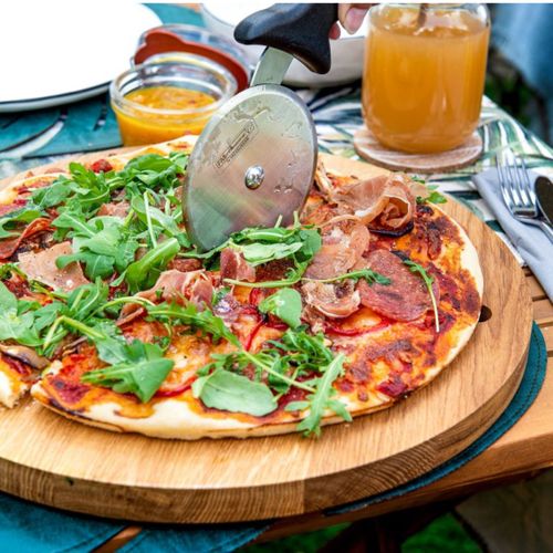 Ensemble Plaque à Pizza Perforée 32 Cm Et Roulette Fm Professionnal