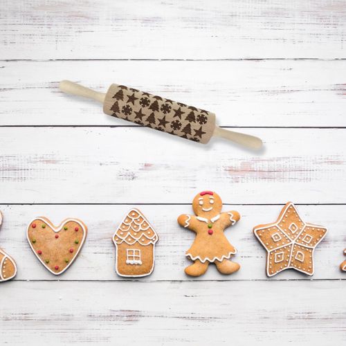 Rouleau à Pâtisserie En Bois Motif Noël 39 Cm Fackelmann Noël