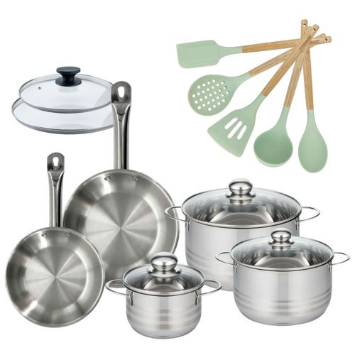 Lot De 2 Poêles 20/24cm Et 3 Faitouts 16/20/24cm Fackelmann Etherna Avec 5 Ustensiles