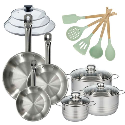 Lot De 3 Poêles 20/24/28cm Et 3 Faitouts 16/20/24cm Avec Couvercles Fackelmann Etherna Avec 5 Usten…