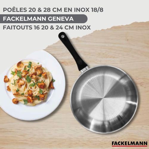 Lot De 2 Poêles 20/28cm Avec Couvercles Et 3 Faitouts 16/20/24cm Fackelmann Généva Avec 5 Ustensile…