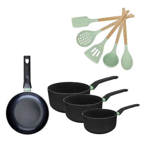 Lot 1 Poêle 20cm Et 3 Casseroles 16/18/20cm Fackelmann Brandao Avec 5 Ustensiles