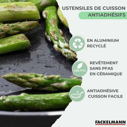 Lot Poêle 28 Cm Et 3 Casseroles 16/18/20 Cm Fackelmann Brandao Avec 5 Ustensiles Océan