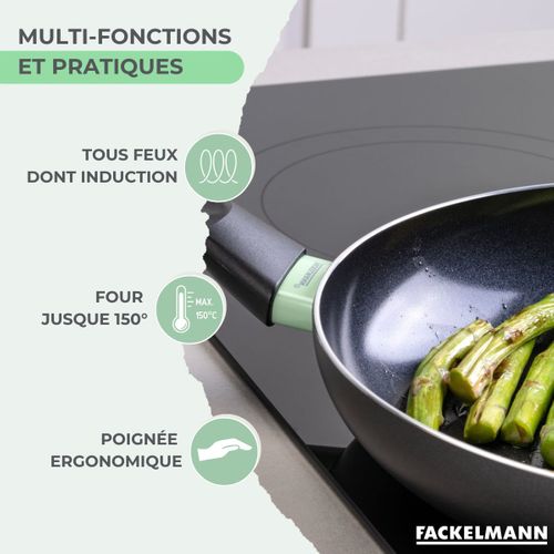 Set De 4 Poêles 20 24 28 Et 30 Cm Et 3 Casseroles 16, 18 Et 20 Cm Antiadhésives Céramique Et 5 Ust…