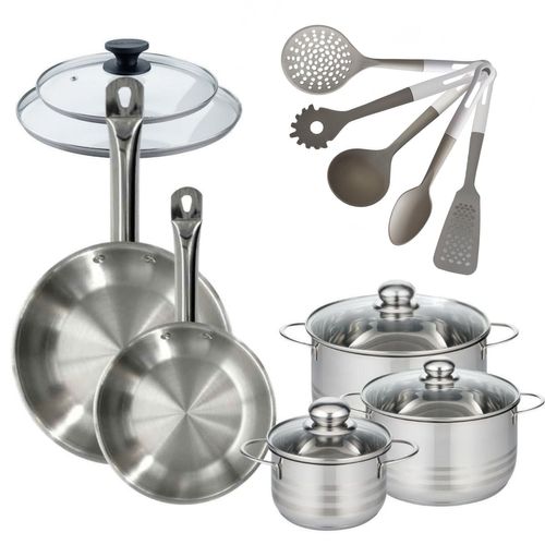 Lot 2 Poêles 24/28cm Fackelmann Eterna Avec 3 Faitouts 16/20/24 Cm Et 5 Ustensiles Fackelmann