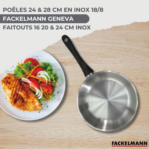 Set 2 Poêles 24 28 Cm Avec Couvercle, 3 Faitouts 16, 20 Et 24 Cm En Inox Et 5 Ustensiles Fackelmann…