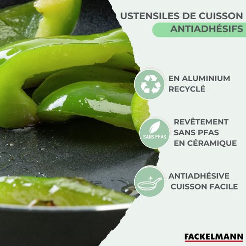 Lot Poêle 24cm Et 3 Casseroles 16/18/20 Cm Sans Pfas Fackelmann Brandao Avec 5 Ustensiles Vario