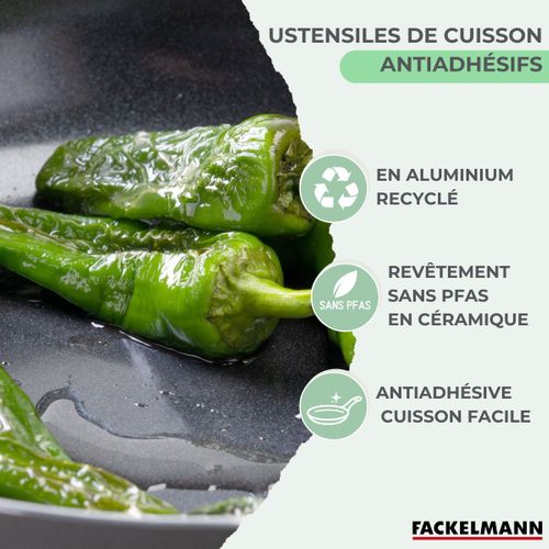 Lot De 2 Poêles 16/20 Cm Et 3 Casseroles 16/18/20 Cm Fackelmann Brandao Avec 5 Ustensiles De Cuisin…