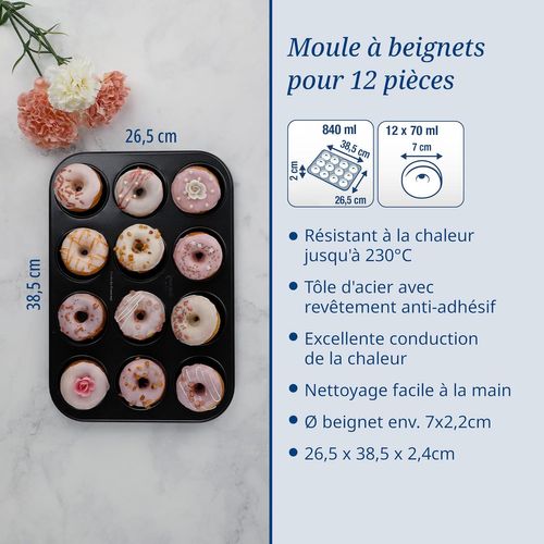 Ensemble De 2 Moules Donut Et Bagel 12 Empreintes 26,5 X 38,5 Cm Tradition