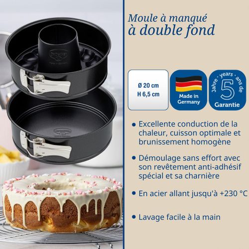 Ensemble De 2 Moules à Manqué à Charnière Avec Fond à Savarin 20 Cm
