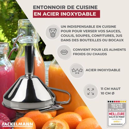 Ensemble De 2 Entonnoirs De Cuisine Inox 10 Cm De Diamètre
