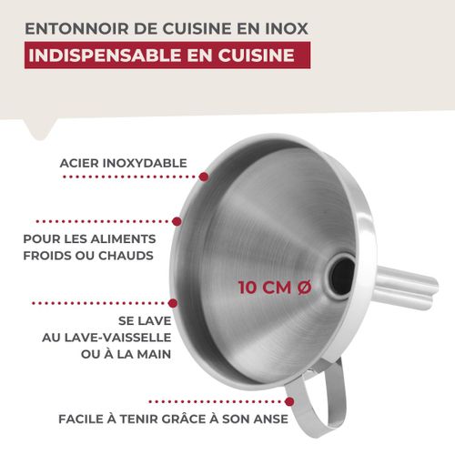 Ensemble De 2 Entonnoirs De Cuisine Inox 10 Cm De Diamètre