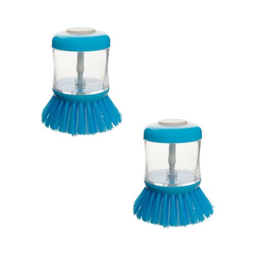 Ensemble De 2 Brosses à Vaisselle Avec Réservoir Pour Liquide Vaisselle Tecno