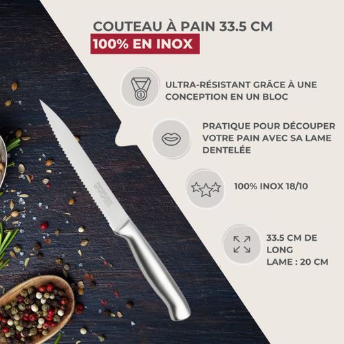 Ensemble De 2 Couteaux à Pain En Inox 33,5 Cm En Tout