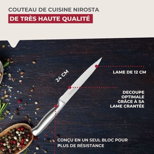 Ensemble De 2 Couteaux De Cuisine Professionnel 24 Cm Lame Crantée Star