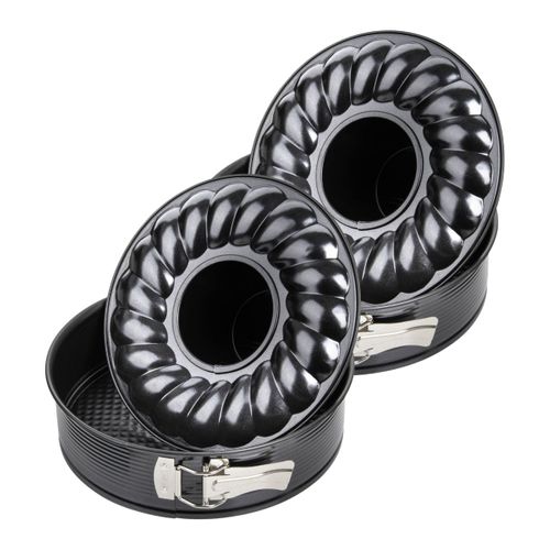 Ensemble De 2 Moules à Manqué Et Savarin Double Fond 28 Cm Black Metallic