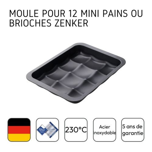 Ensemble De 2 Moules 12 Mini Pains Ou Brioches 36 X 27 Cm Black Metallic