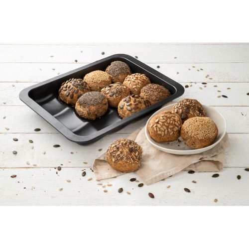 Ensemble De 2 Moules 12 Mini Pains Ou Brioches 36 X 27 Cm Black Metallic