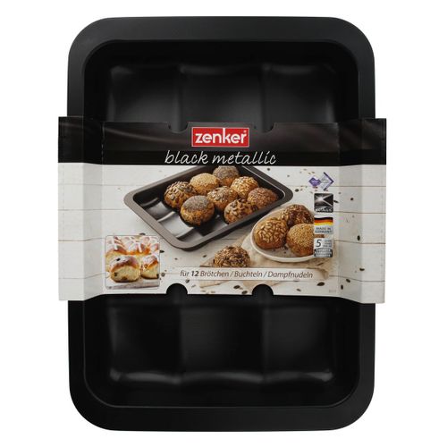 Ensemble De 2 Moules 12 Mini Pains Ou Brioches 36 X 27 Cm Black Metallic