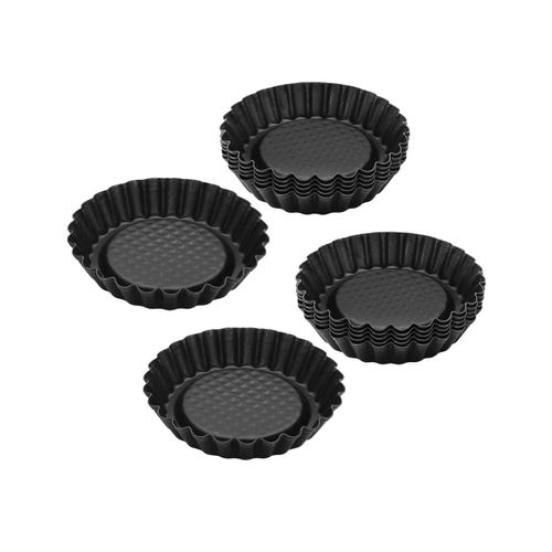 Ensemble De 12 Moules à Tartelettes 10 Cm Black Metallic