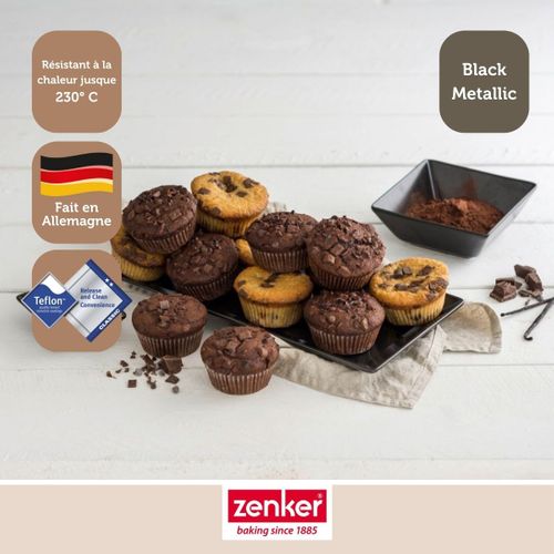 Ensemble De 2 Moules à Muffins 12 Empreintes 38 X 26 Cm Black Metallic