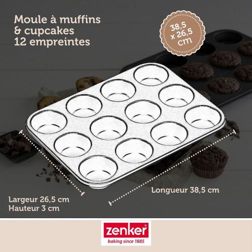 Ensemble De 2 Moules à Muffins 12 Empreintes 38 X 26 Cm Black Metallic