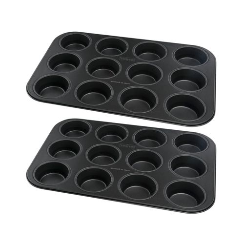 Ensemble De 2 Moules à Muffins 12 Empreintes 38 X 26 Cm Black Metallic