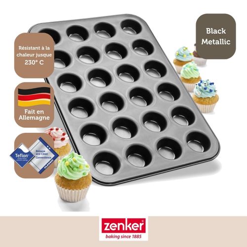 Ensemble De 2 Moules à Muffins De 24 Empreintes 38 X 16 Cm Black Metallic