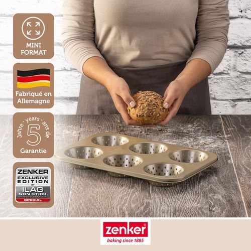 Ensemble De 2 Moules à Petits Pains Individuels Ronds 6 Empreintes 33 X 22 Cm