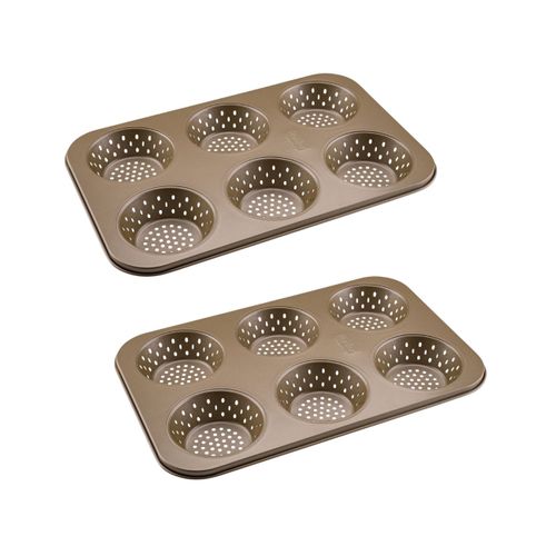 Ensemble De 2 Moules à Petits Pains Individuels Ronds 6 Empreintes 33 X 22 Cm
