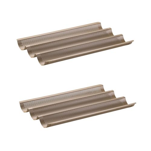 Ensemble De 2 Moules à Baguette 3 Empreintes 38 X 27 Cm Mojave Gold