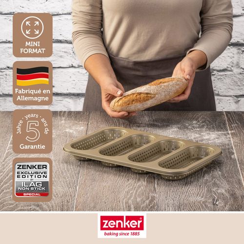 Ensemble De 2 Moules à Pain Perforé 4 Mini Baguettes 33 X 22 Cm Mojave Gold