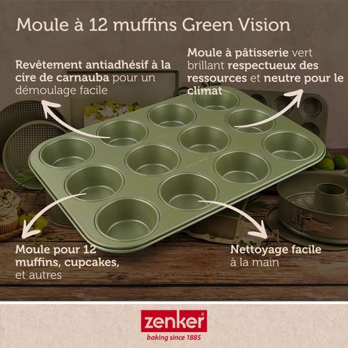 Ensemble De 2 Moules à Muffins 12 Empreintes 38 X 26 Cm Green Vision