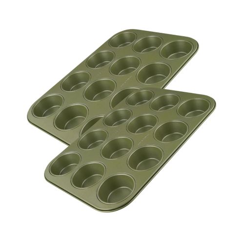Ensemble De 2 Moules à Muffins 12 Empreintes 38 X 26 Cm Green Vision