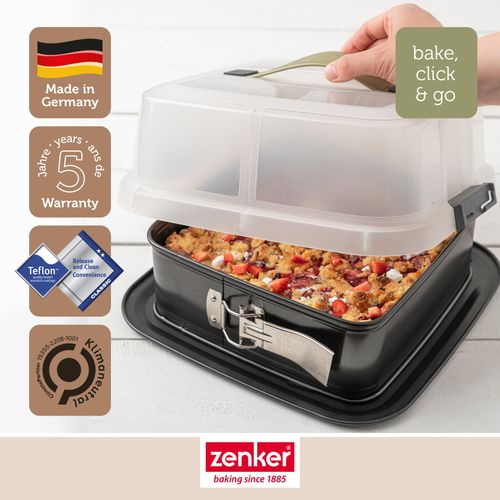 Ensemble De 2 Moules à Charnière Carré Avec Couvercle 23 Cm Bake Click And Go