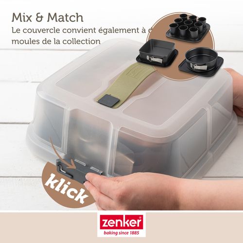 Ensemble De 2 Moules à Charnière Carré Avec Couvercle 23 Cm Bake Click And Go