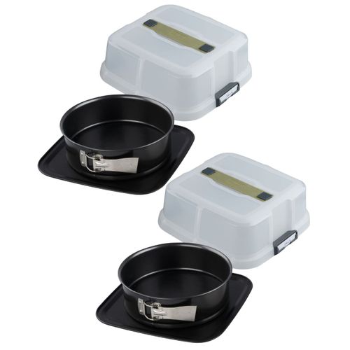 Ensemble De 2 Moules à Charnière Rond 23 Cm Avec Couvercle De Transport
