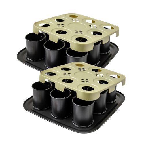 Ensemble De 2 Moules à Gâteaux Individuels 9 Empreintes Avec Couvercle