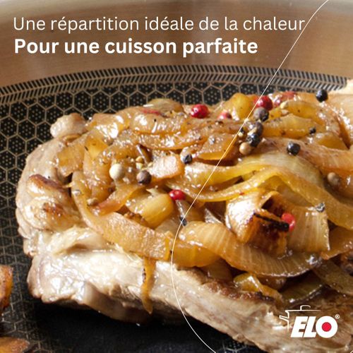 Lot De 2 Poêles Elo Relief Solution 24 Cm Et 28 Cm En Inox Sans Pfas