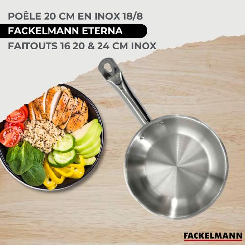 Set 1 Poêle 20 Cm Et 1 Couvercle Verre, 3 Faitouts Inox 16, 20 Et 24 Cm