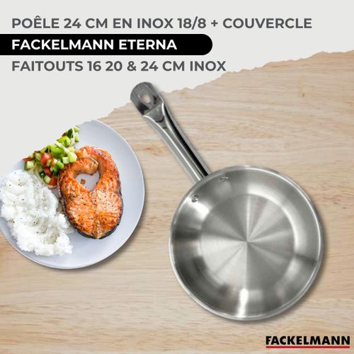 Set 1 Poêle 24 Cm Et 1 Couvercle Verre, 3 Faitouts Inox 16, 20 Et 24 Cm