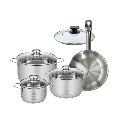 Set 1 Poêle 24 Cm Et 1 Couvercle Verre, 3 Faitouts Inox 16, 20 Et 24 Cm