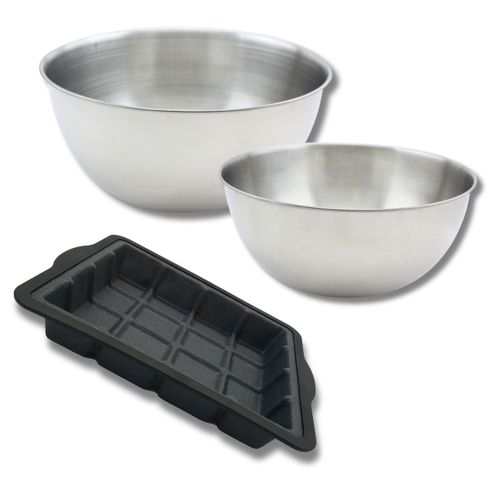 Ensemble Comprenant 1 Moule à Gâteau En Fibre De Verre, 2 Bols à Mixer En Inox