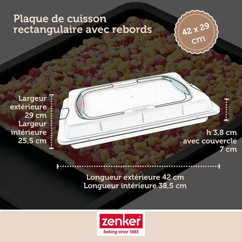 Set Pâtisserie Plaque De Cuisson 42 X 29 Cm Avec Couvercle, 2 Bols à Mixer Et 1 Spatule Zenker