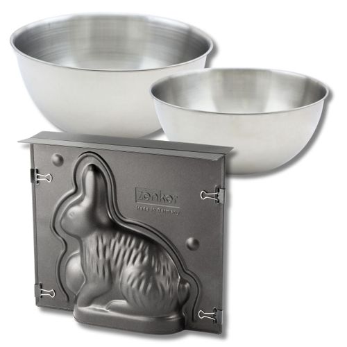 Set Pâtisserie Avec Moule 3d Lapin De Pâques 600 Ml, 2 Bols à Mixer Et Spatule Zenker