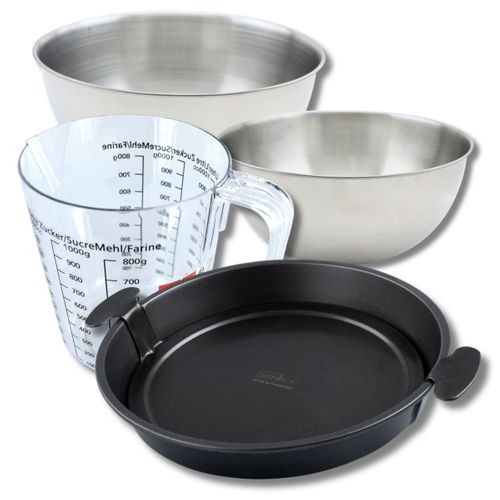 Set Pâtisserie Avec Moule à Quiche Lorraine 28 Cm, 2 Bols à Mixer, Verre Mesureur Et Spatule Zenker
