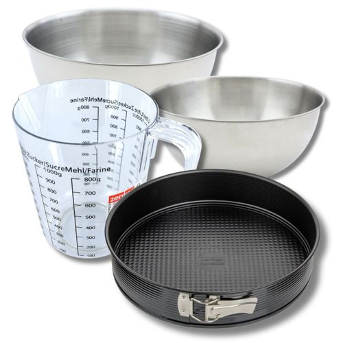 Set Pâtisserie Avec Moule à Manqué 24 Cm, 2 Bols à Mixer, Verre Mesureur Et Spatule Zenker
