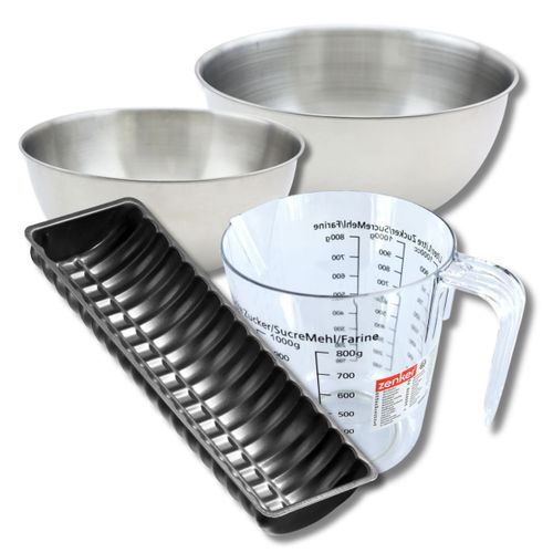 Set Pâtisserie Avec Moule à Bûches De Noël 32 Cm, 2 Bols à Mixer, Verre Mesureur Et Spatule Zenker