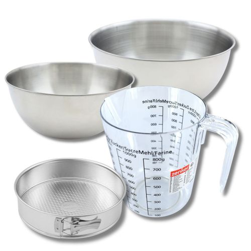 Set Pâtisserie Avec Moule à Manqué 18,5 Cm, 2 Bols à Mixer, Verre Mesureur Et Spatule Zenker
